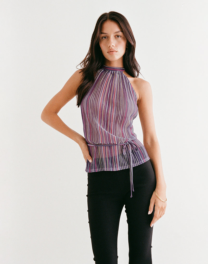 Immagine di Brienne Top in Shimmer Plisse Viola Rosa