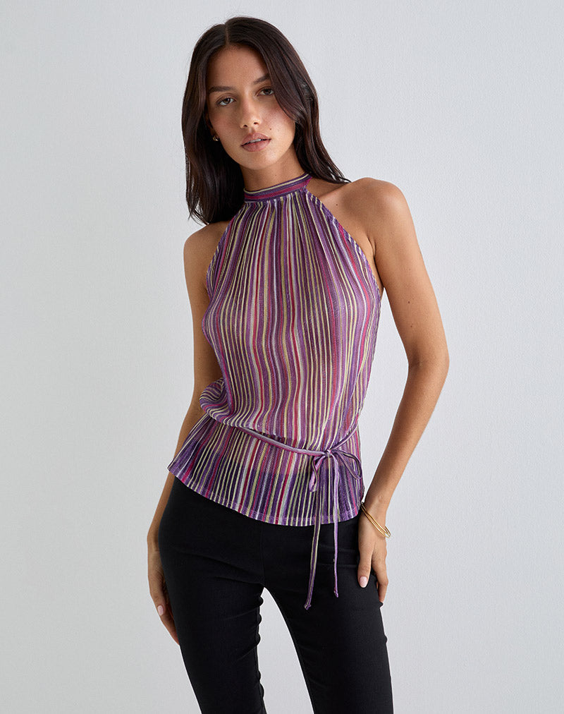 Immagine di Brienne Top in Shimmer Plisse Viola Rosa