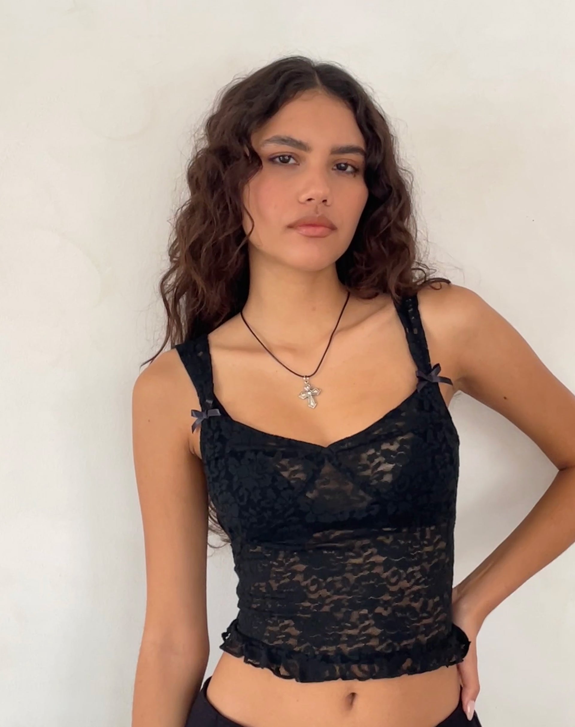 Immagine di Brietta Top corsetto sfoderato in pizzo rosa Nero