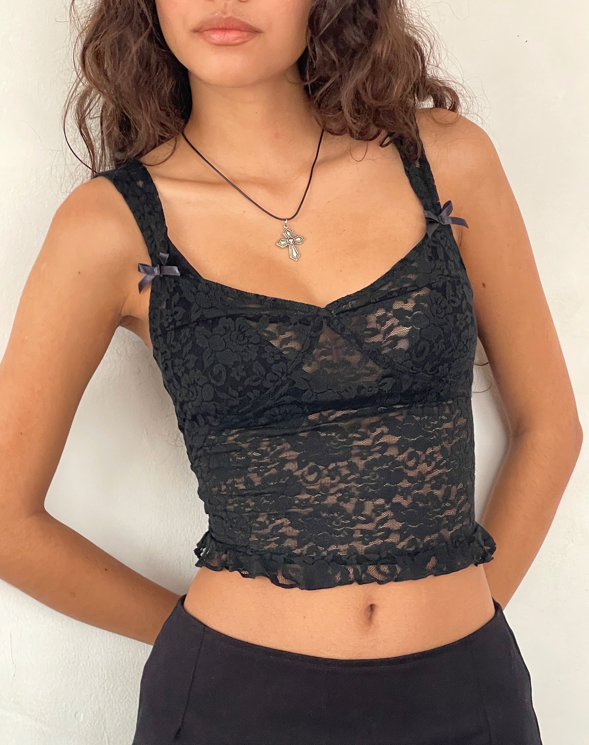 Immagine di Brietta Top corsetto sfoderato in pizzo rosa Nero