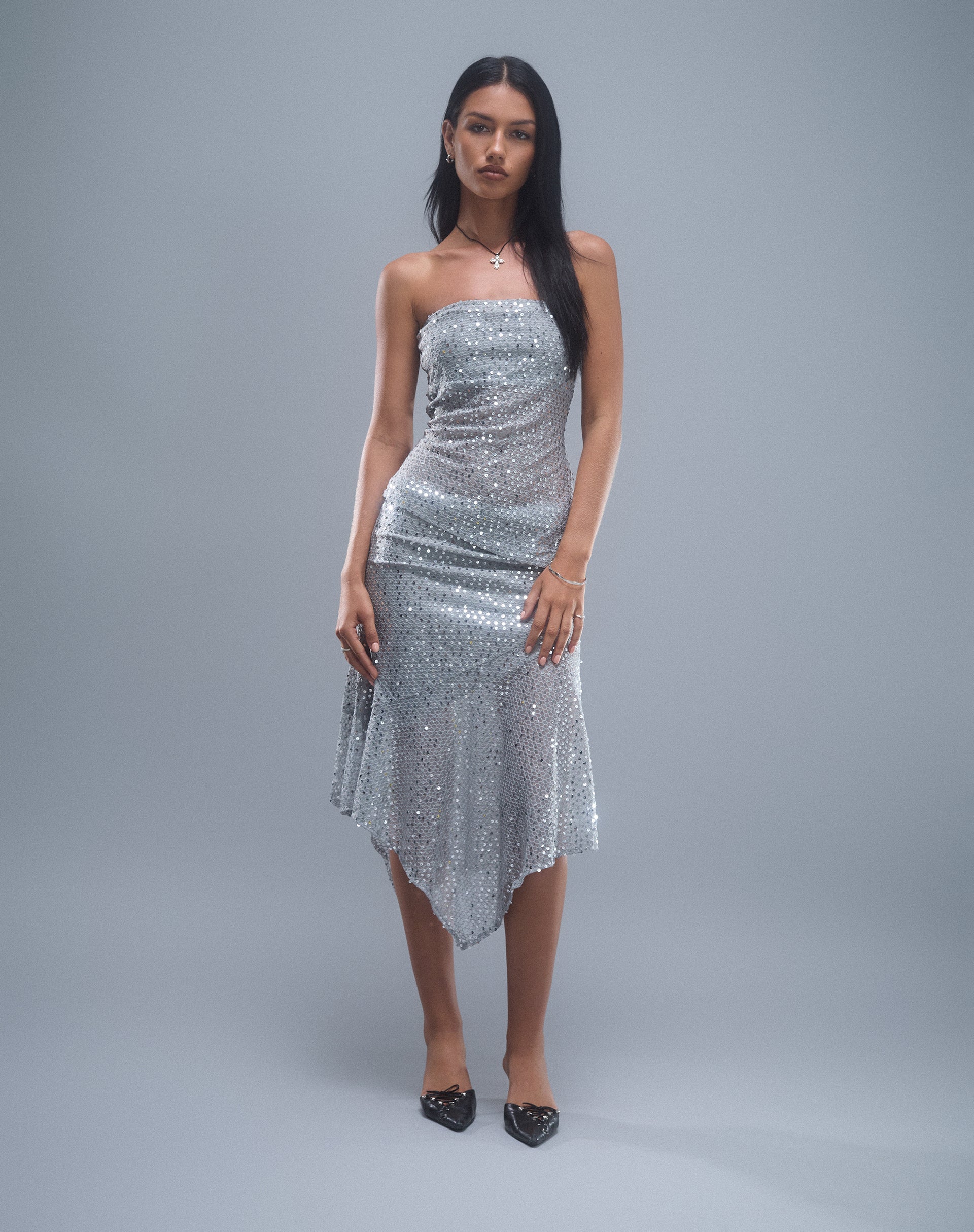 Immagine di Carita Gonna midi in maglia di paillettes Argento