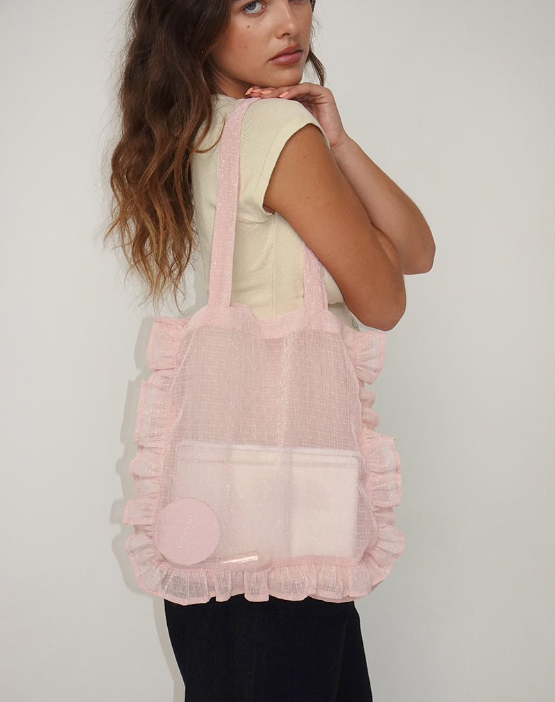 Immagine di Brinana Tote Bag in chiffon testurizzato rosa