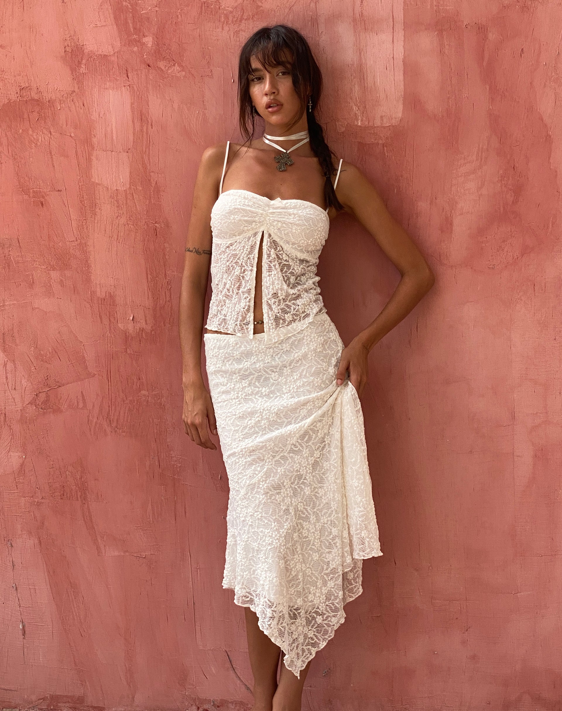 Immagine di Briony Butterfly Top in pizzo Avorio