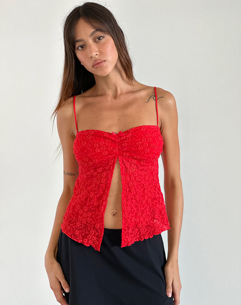 Top Briony in pizzo rosso