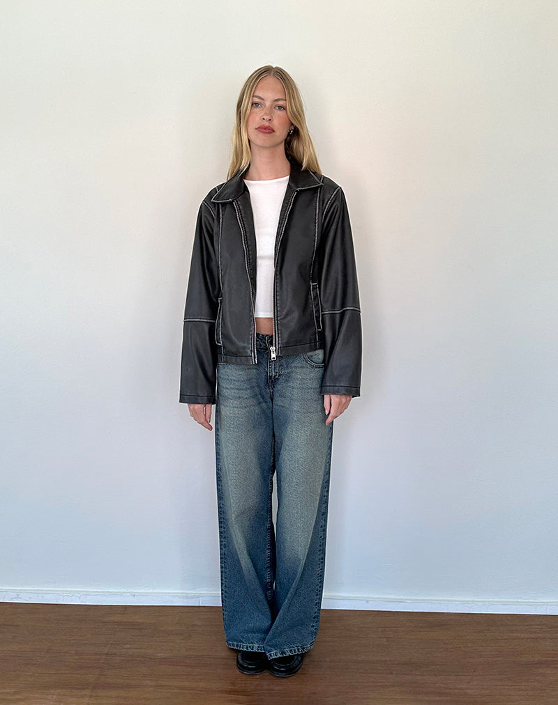 Immagine della giacca Brittany Distressed in PU Nero