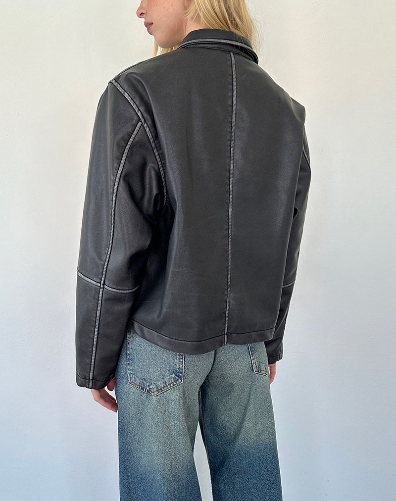 Immagine della giacca Brittany Distressed in PU Nero