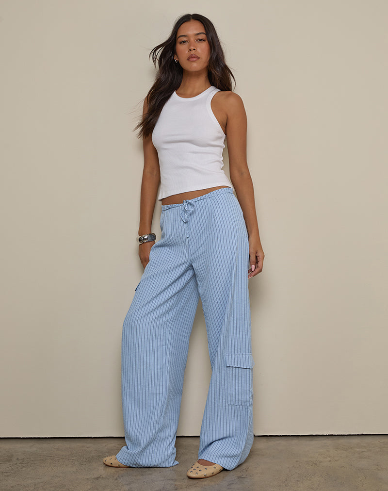 Pantalone Cargo Bruna a righe blu