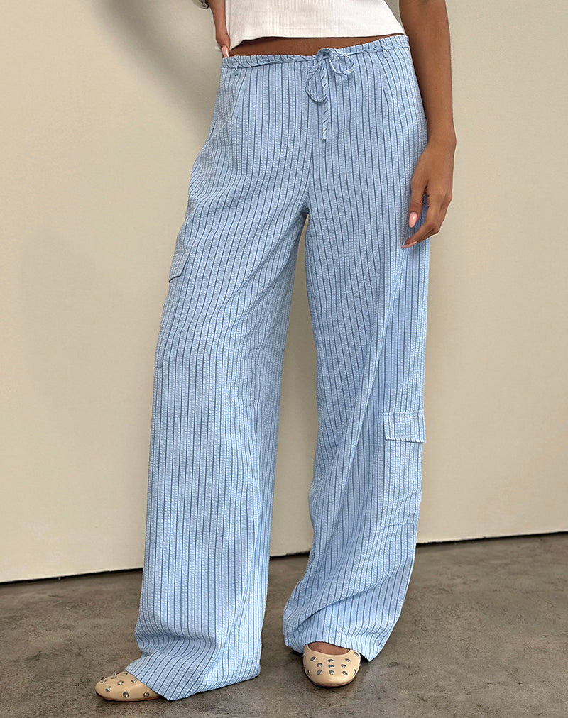 Pantalone Cargo Bruna a righe blu