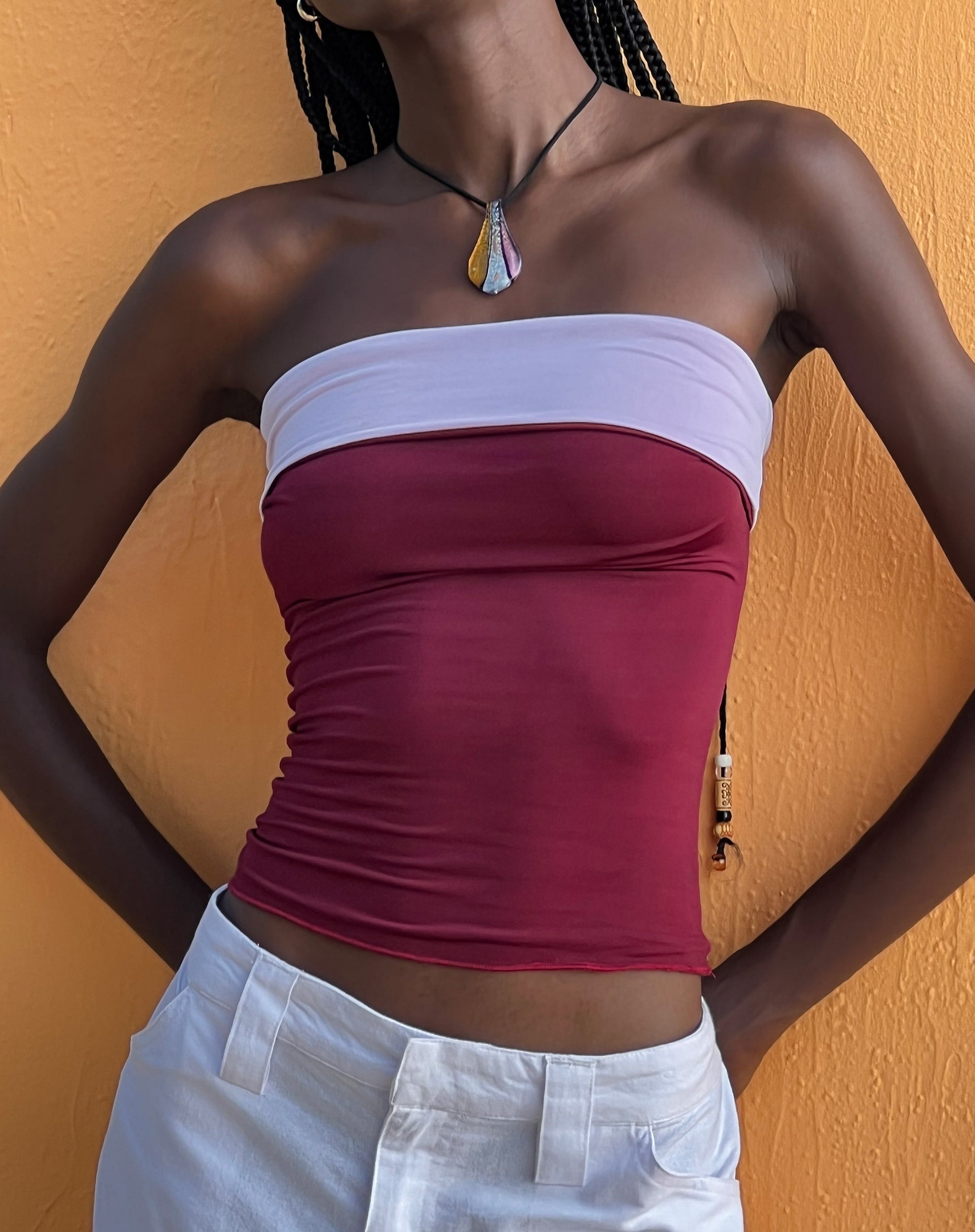 Immagine di Brylee Bandeau Crop Top in Wine Lilac