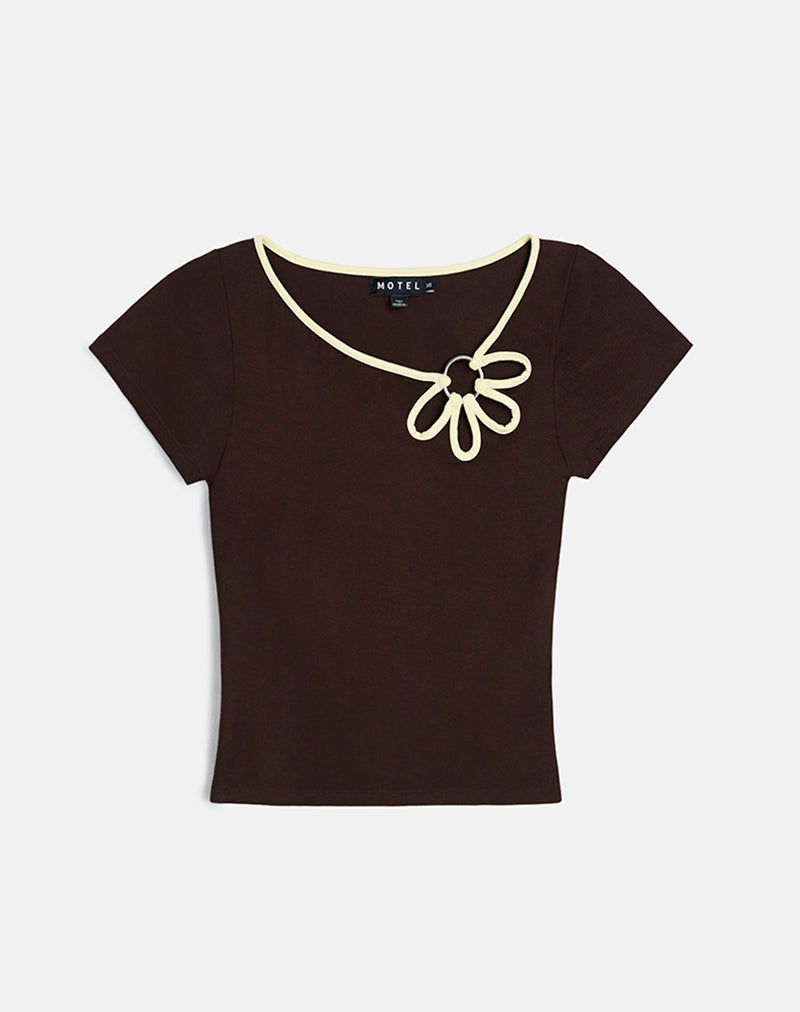 Bunga Flower Cut Out Top in cioccolato amaro con rilegatura al limone