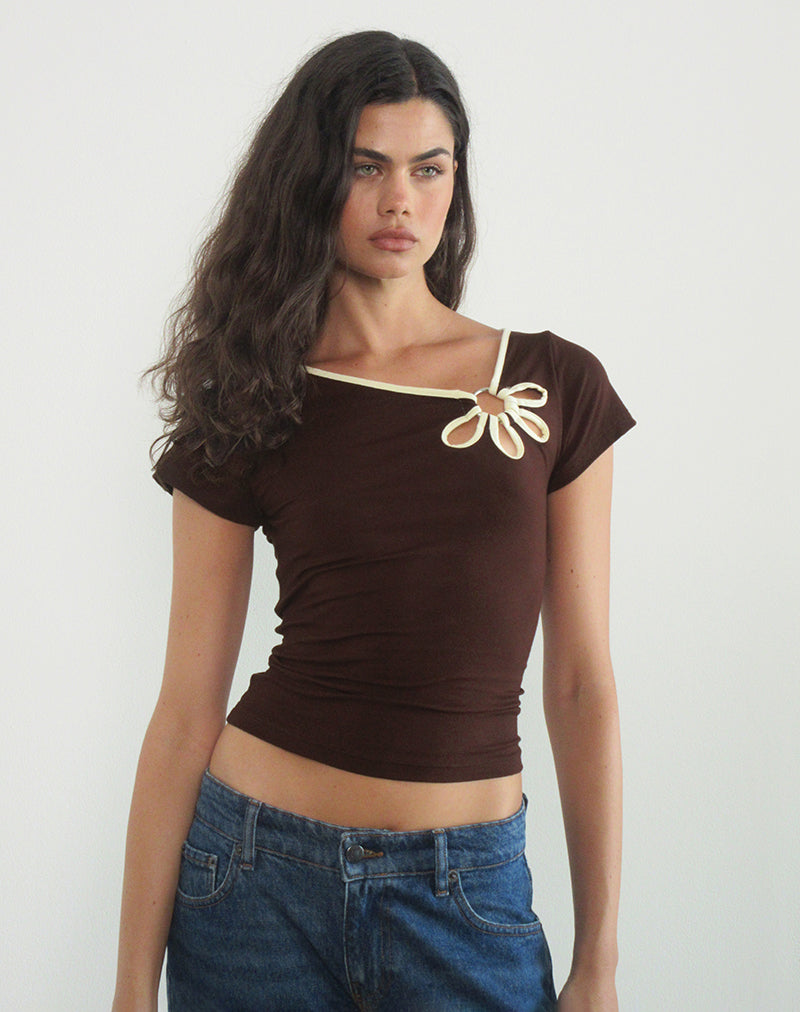 Immagine di Bunga Flower Cut Out Top in cioccolato amaro con rilegatura al limone