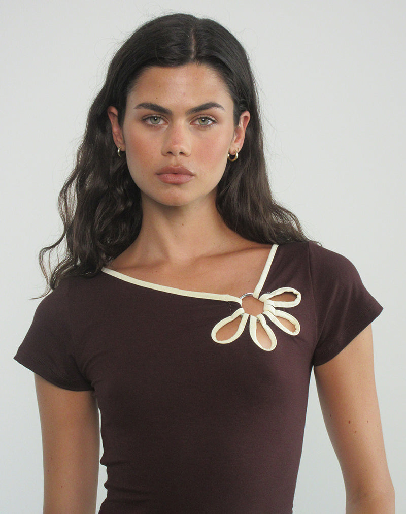 Bunga Flower Cut Out Top in cioccolato amaro con rilegatura al limone