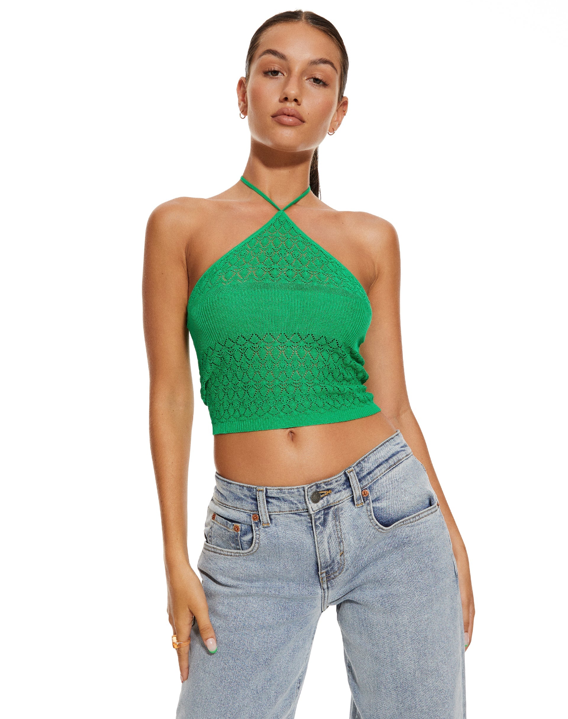immagine di MOTEL X BARBARA Jinu Crop Top in verde