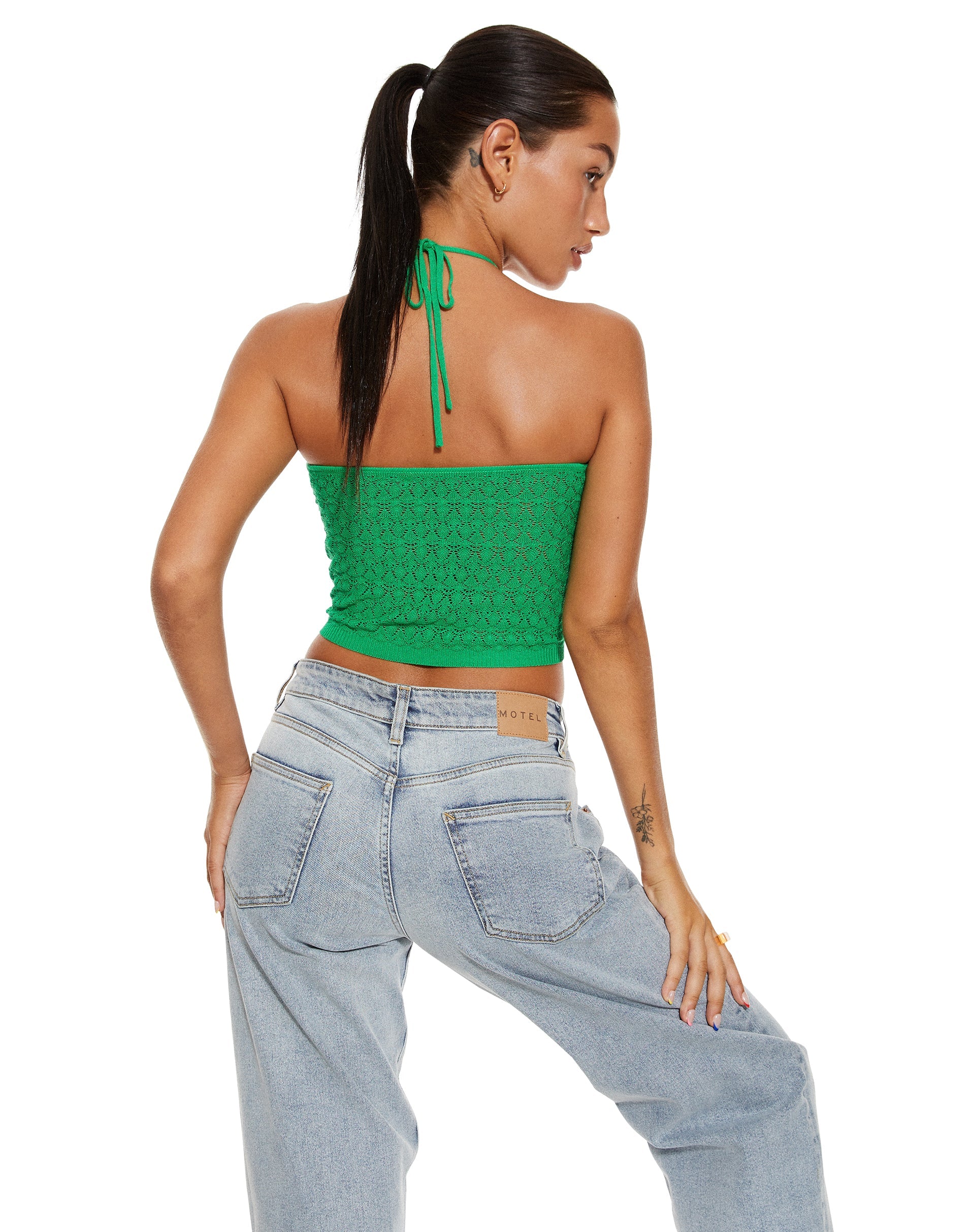 immagine di MOTEL X BARBARA Jinu Crop Top in verde