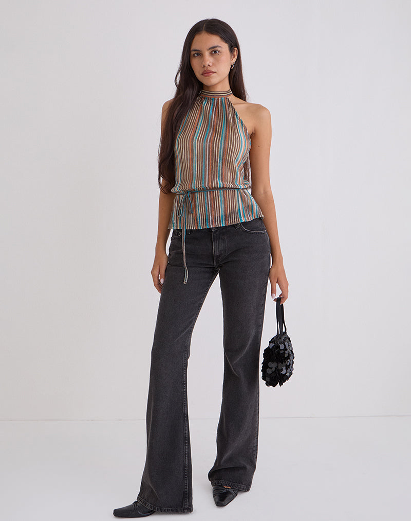 Immagine di Brienne Top in Blue and Brown Shimmer Sheer Plisse