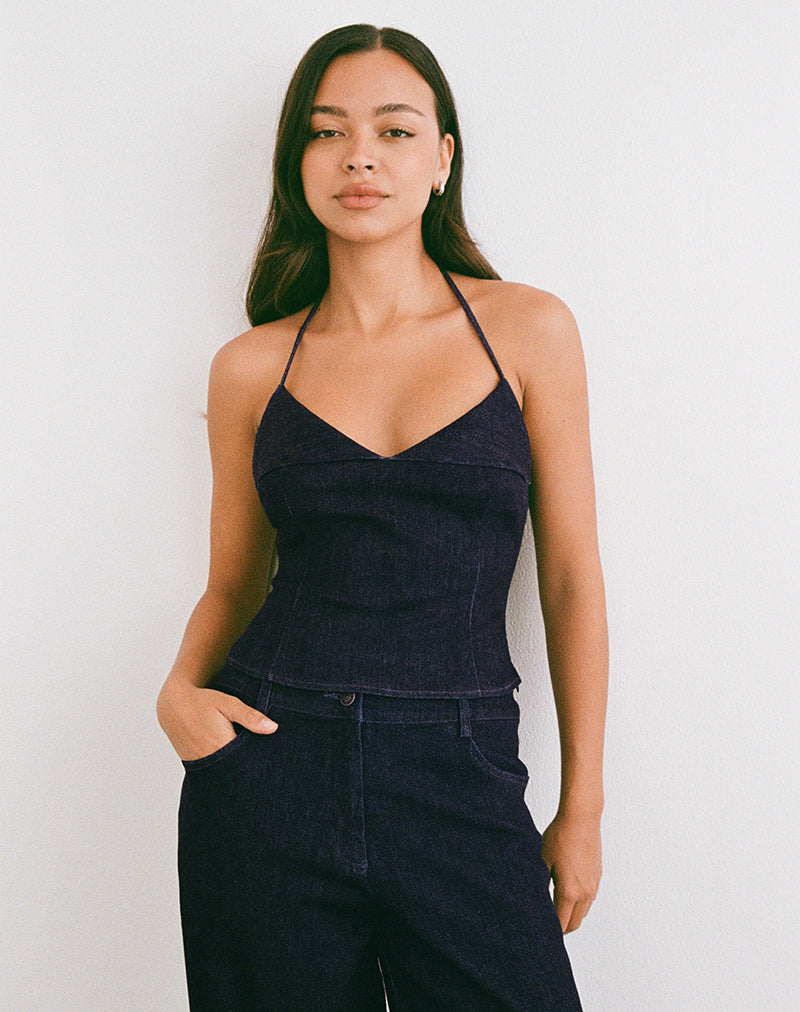 Immagine di Caira Chambray Halter Top in Indigo