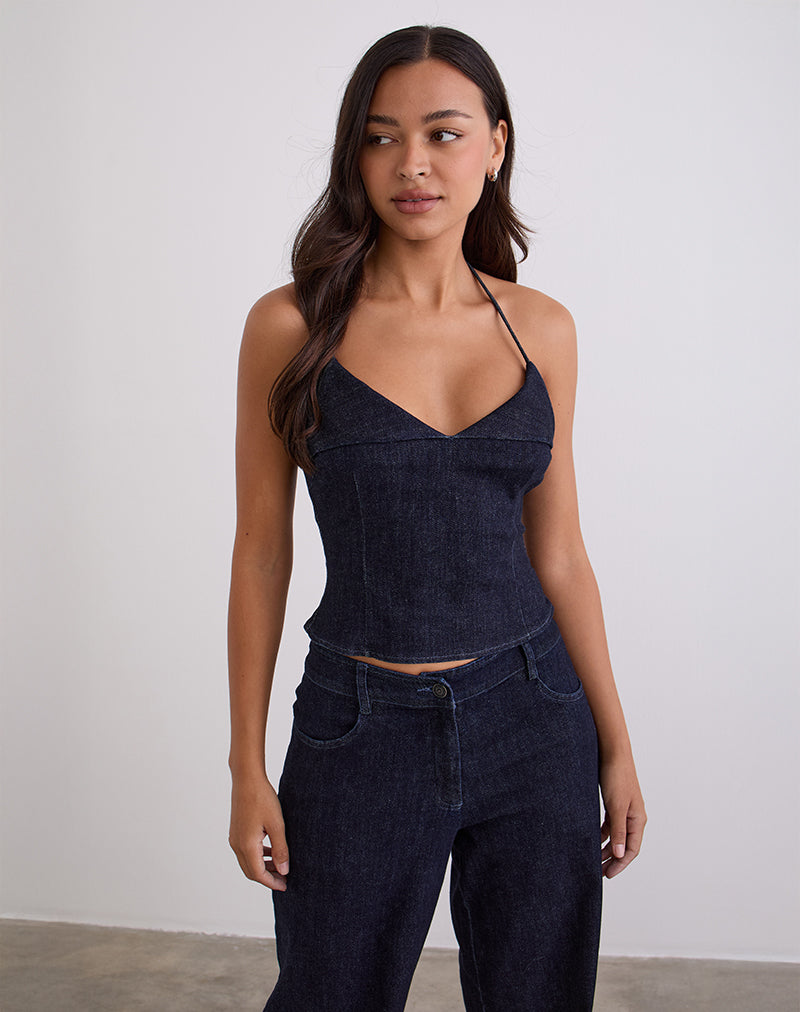 Immagine di Caira Chambray Halter Top in Indigo