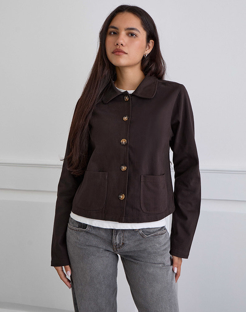 Giacca Calva Boxy in marrone cioccolato