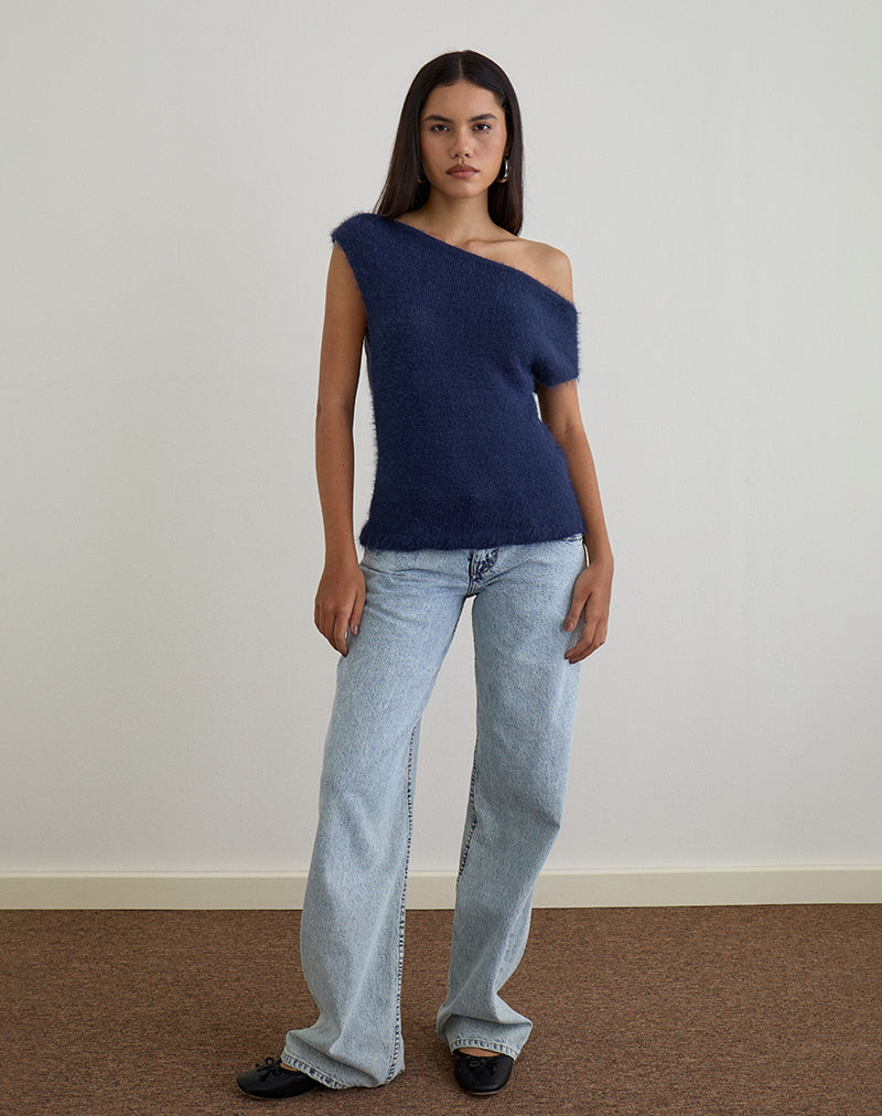 Immagine di Calyce Top in maglia vaporosa Navy
