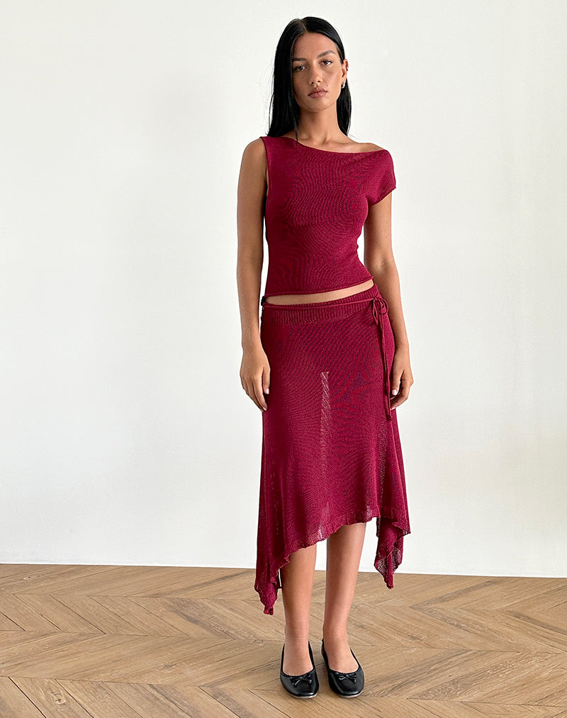 Immagine di Calypso Top in maglia trasparente rosso