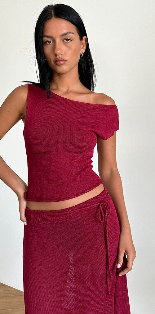 Immagine di Calypso Top in maglia trasparente rosso