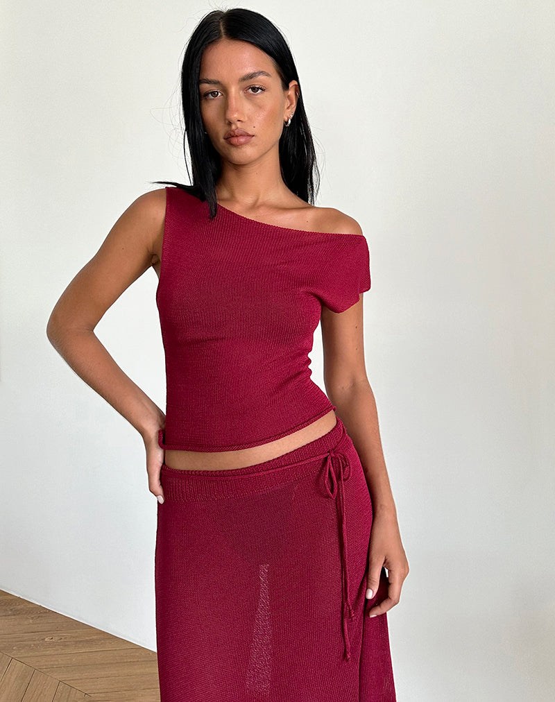 Immagine di Calypso Top in maglia trasparente rosso