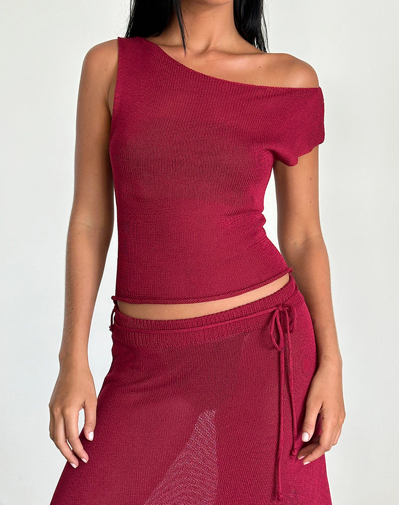 Immagine di Calypso Top in maglia trasparente rosso