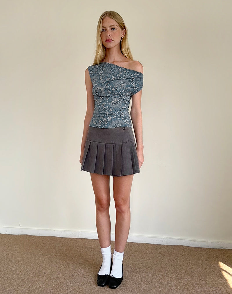 Immagine di Calypso Top in lycra blu con stampa ornamentale