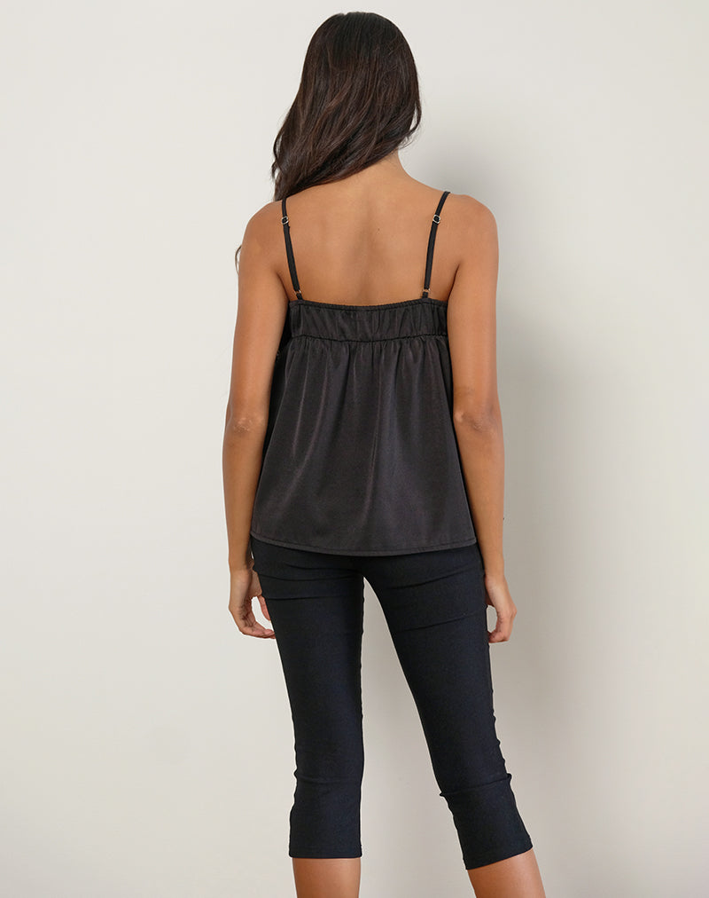 Immagine di Camden Longline Cami Top in satin nero