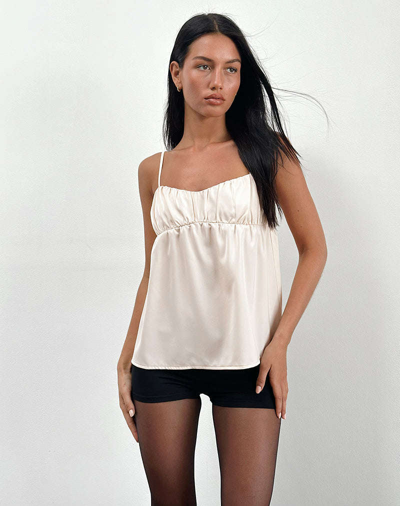Immagine di Camden Longline Cami Top in raso avorio