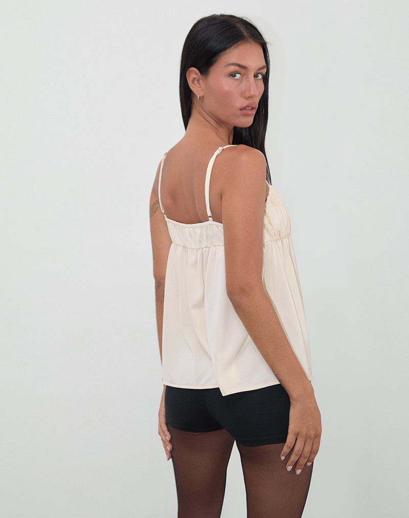 Immagine di Camden Longline Cami Top in raso avorio