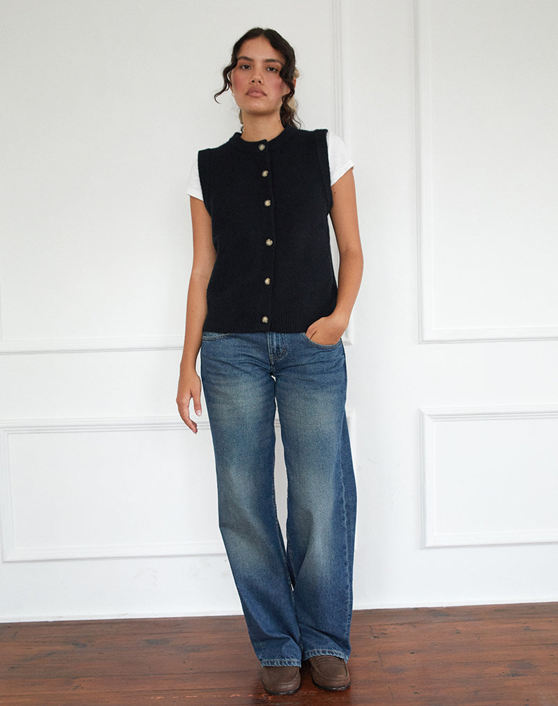 Immagine di Camira Gilet in maglia con bottoni in nero