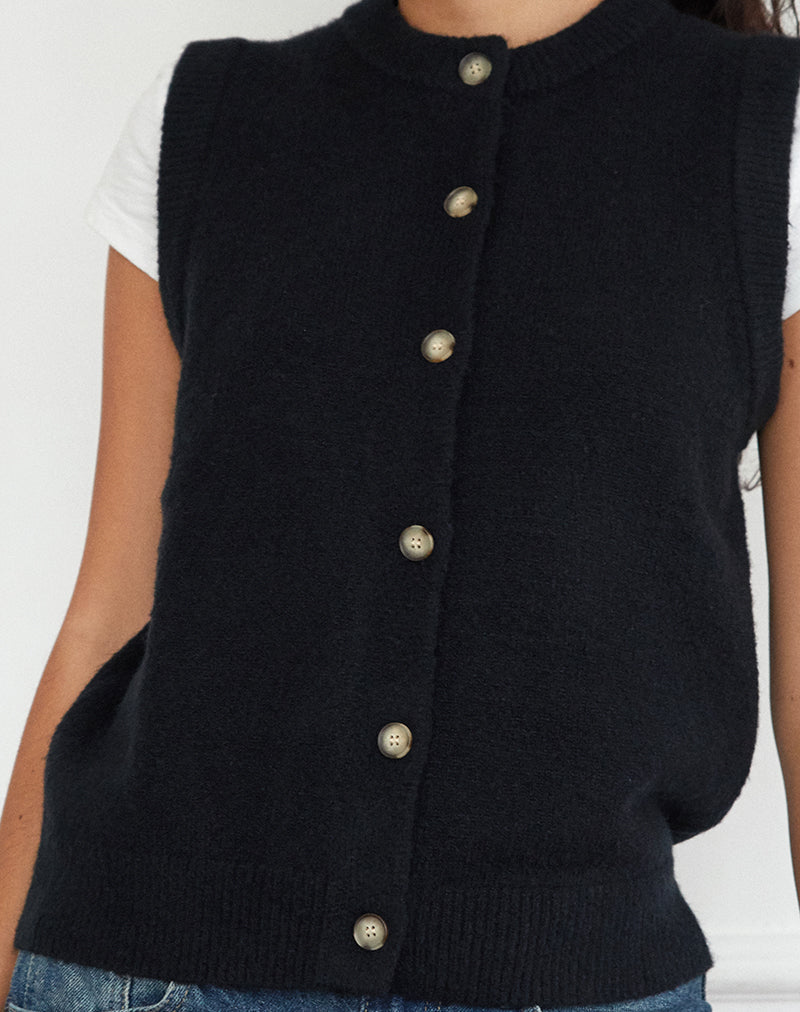 Immagine di Camira Gilet in maglia con bottoni in nero