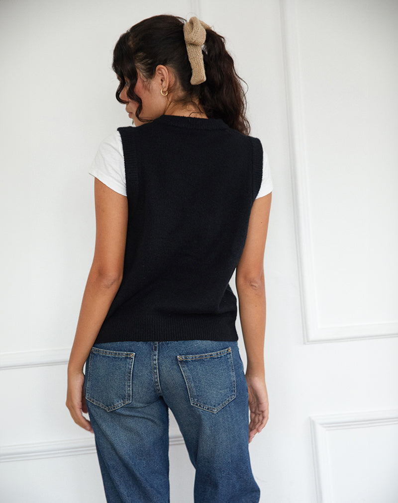 Camira - Gilet con bottoni in maglia nera