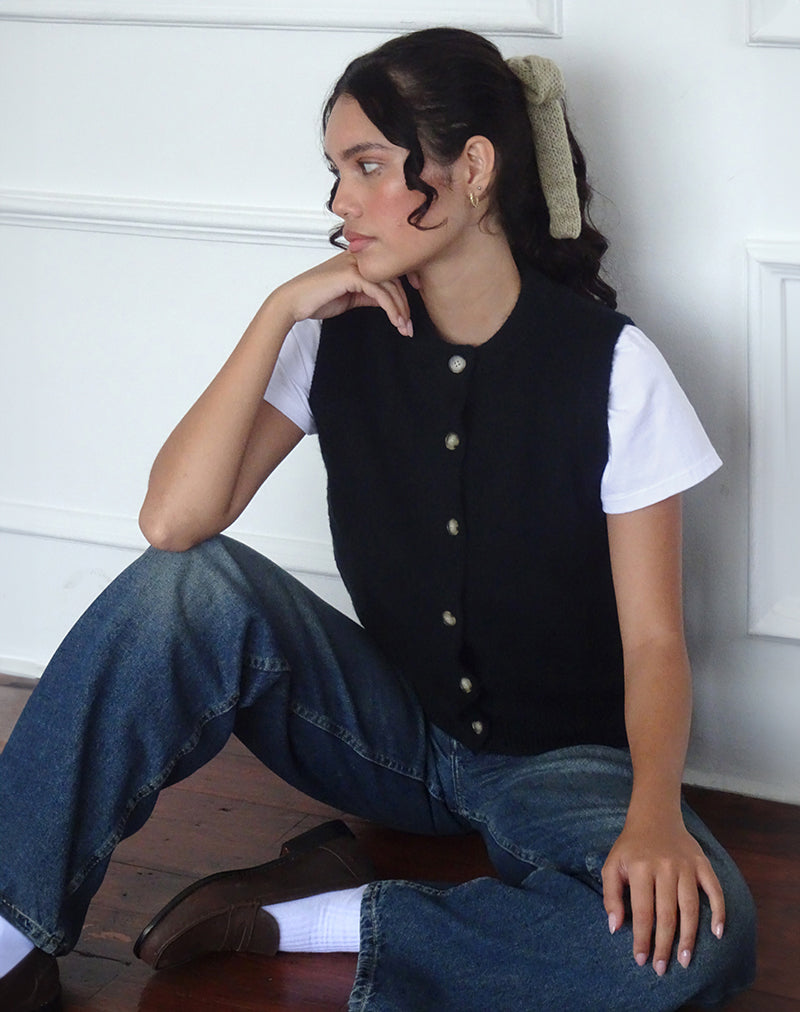 Immagine di Camira Gilet in maglia con bottoni in nero