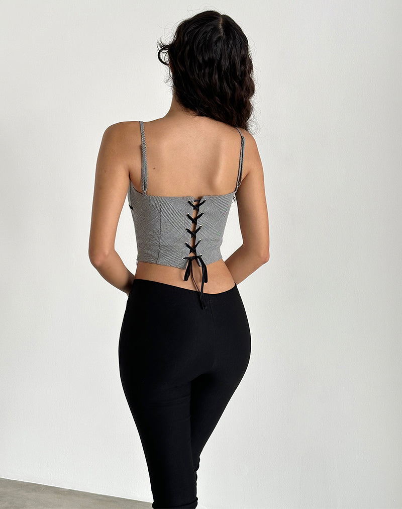 immagine di Canika Corsetto Top in Multi Check Bianco e Nero