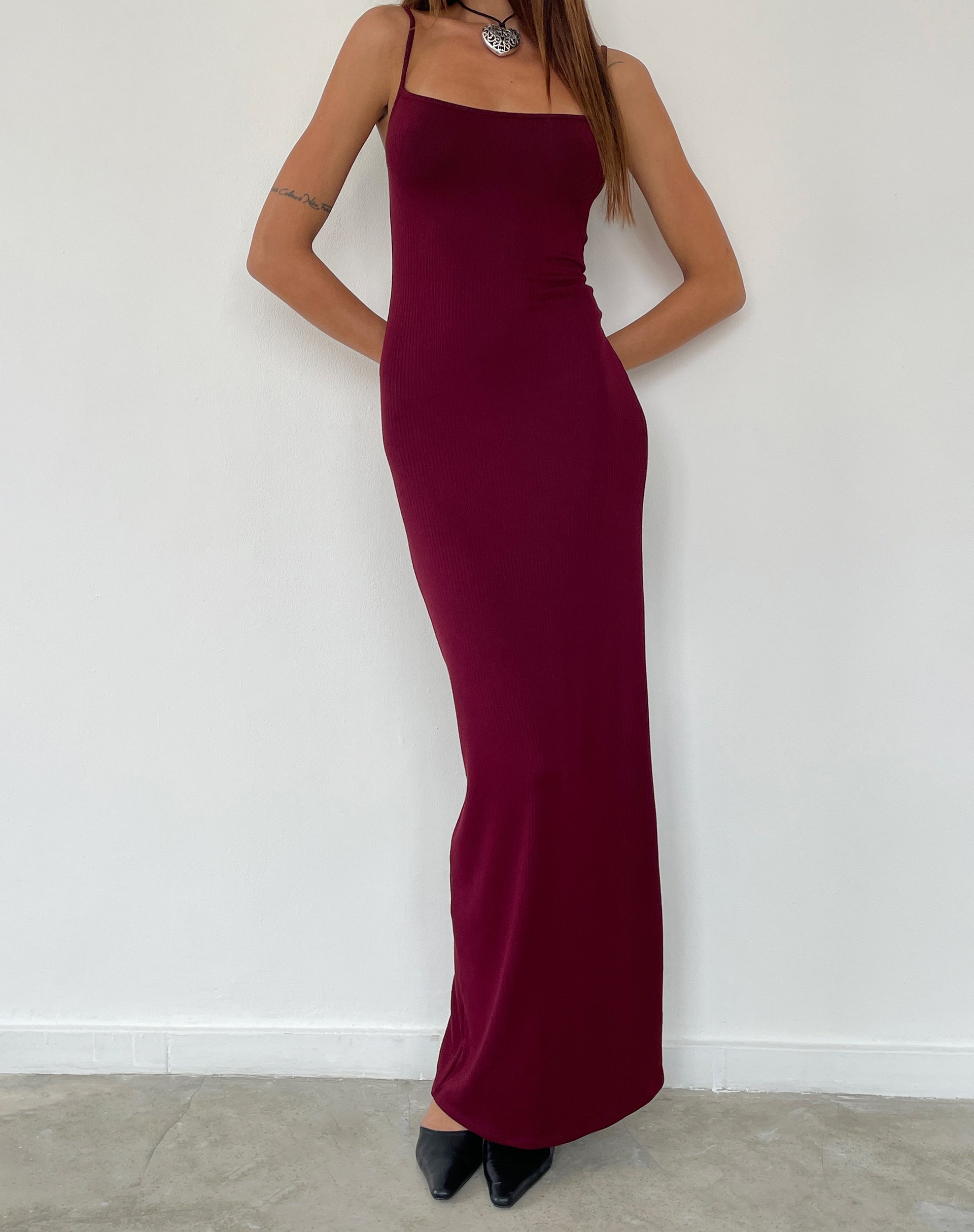 Immagine di Cantha Maxi Dress in Rib Burgundy