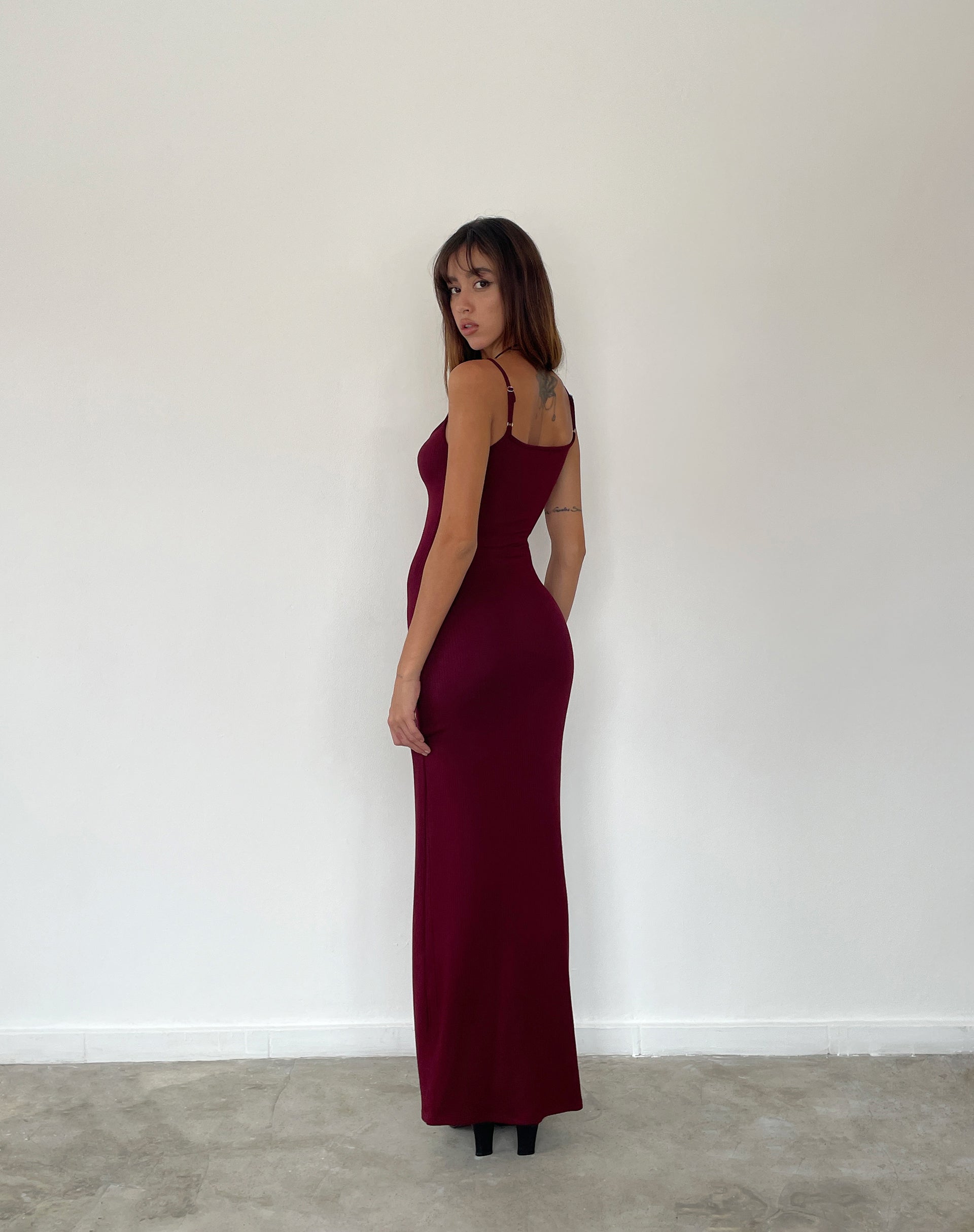 Immagine di Cantha Maxi Dress in Rib Burgundy