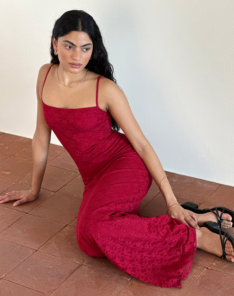 immagine di Cantha Maxi Dress in pizzo Mari rosso