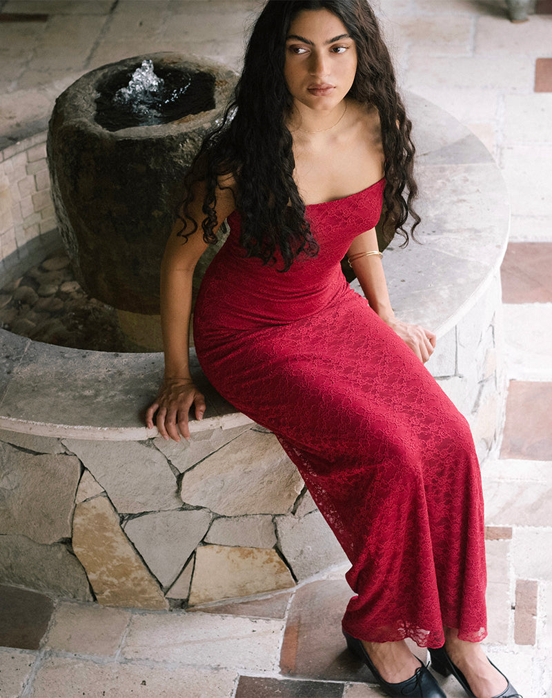 immagine di Cantha Maxi Dress in pizzo Mari rosso