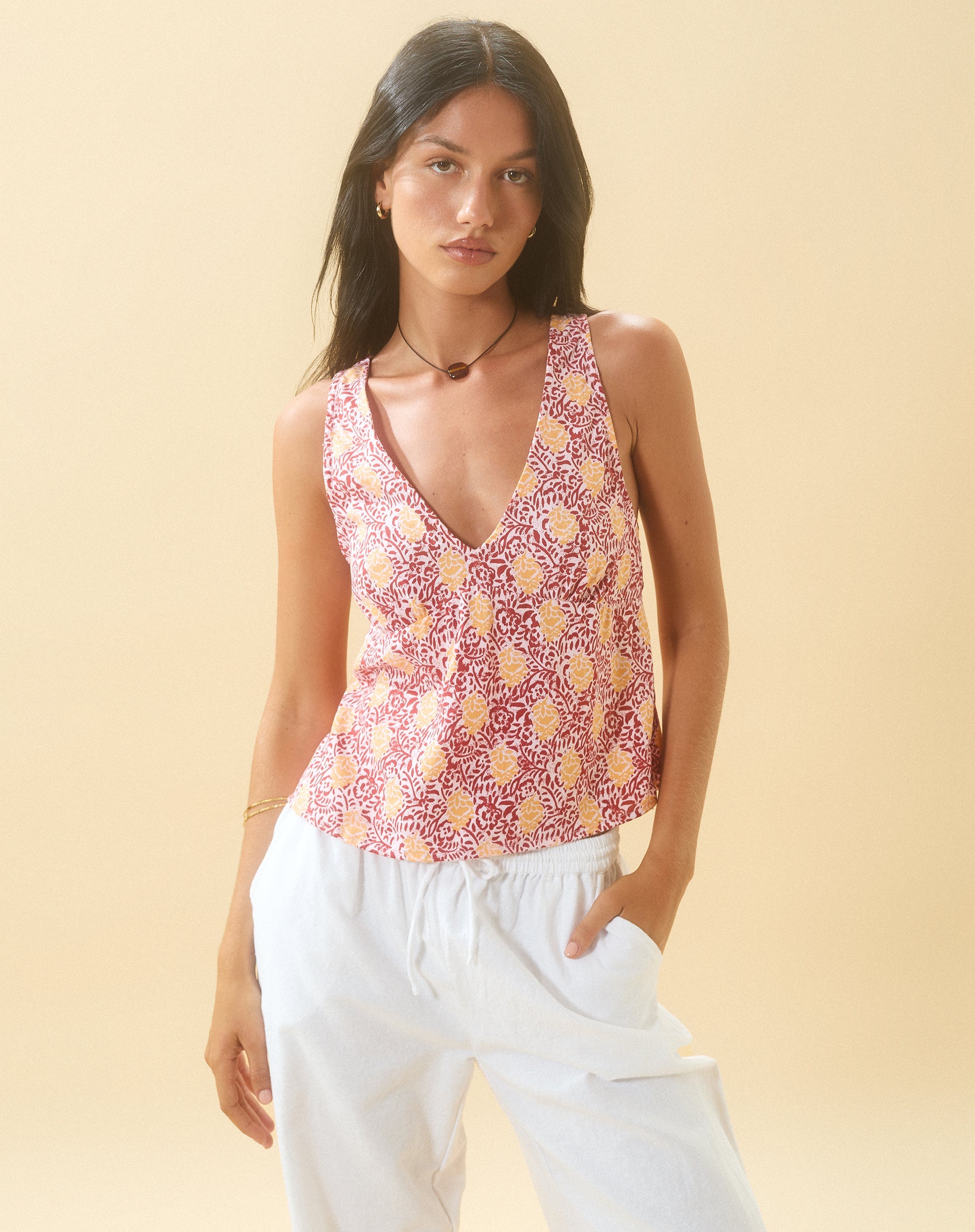 immagine di Cantika Top in Bohemian Batik Maroon Peach