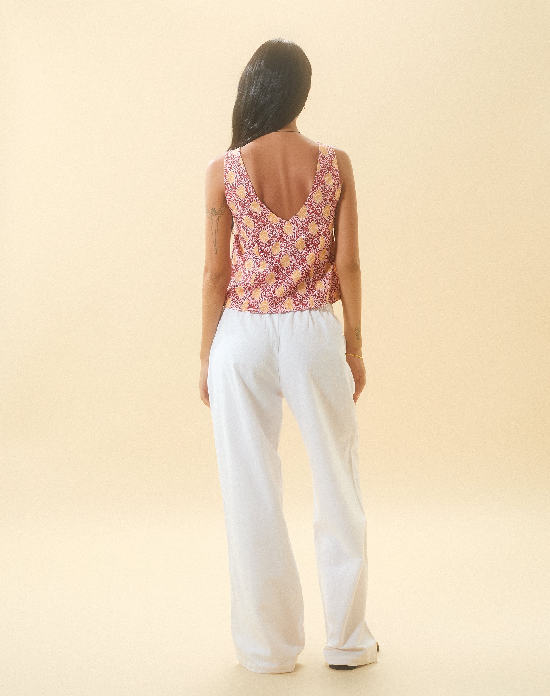 immagine di Wasic Pantalone di lino a gamba larga in bianco