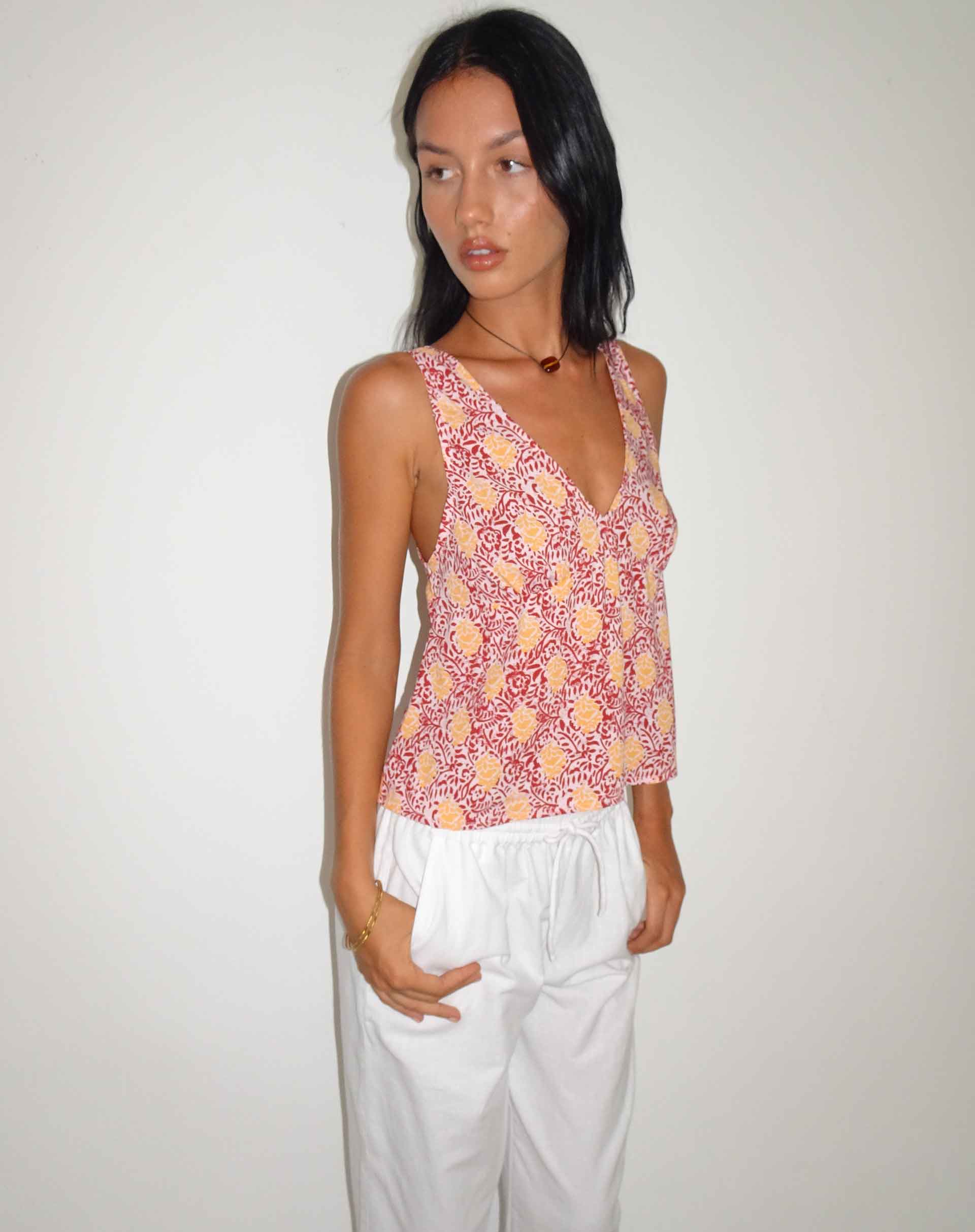 immagine di Cantika Top in Bohemian Batik Maroon Peach