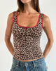 Immagine di Carillo Gilet Top in Rar Leopard Sandstorm con finiture rosse