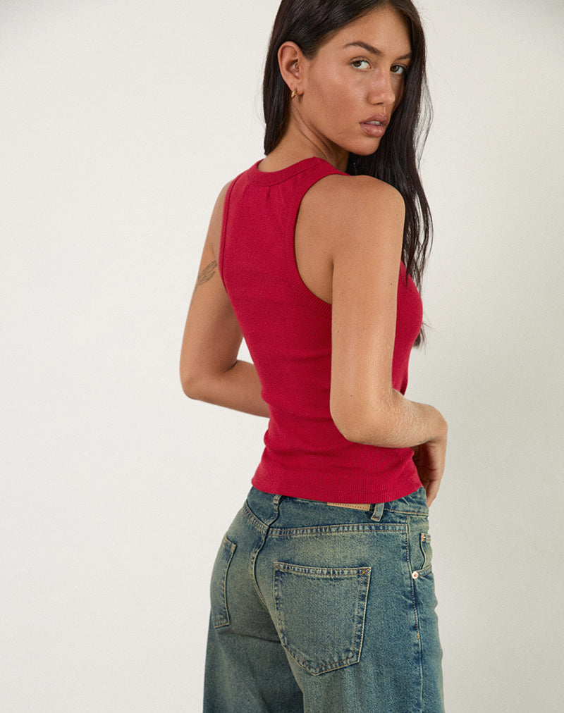 Immagine di Cariter Racer Gilet Top in Ribbed Adrenaline Red