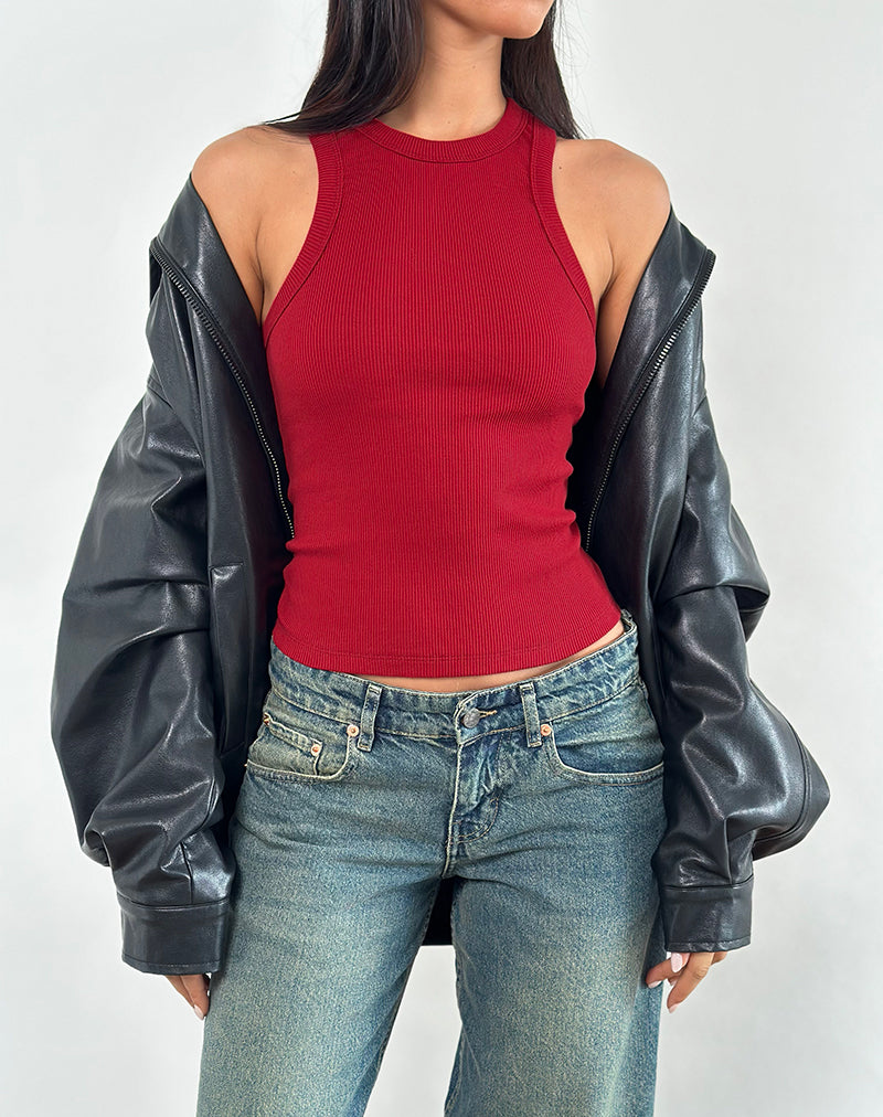 Immagine di Cariter Racer Gilet Top in Ribbed Adrenaline Red