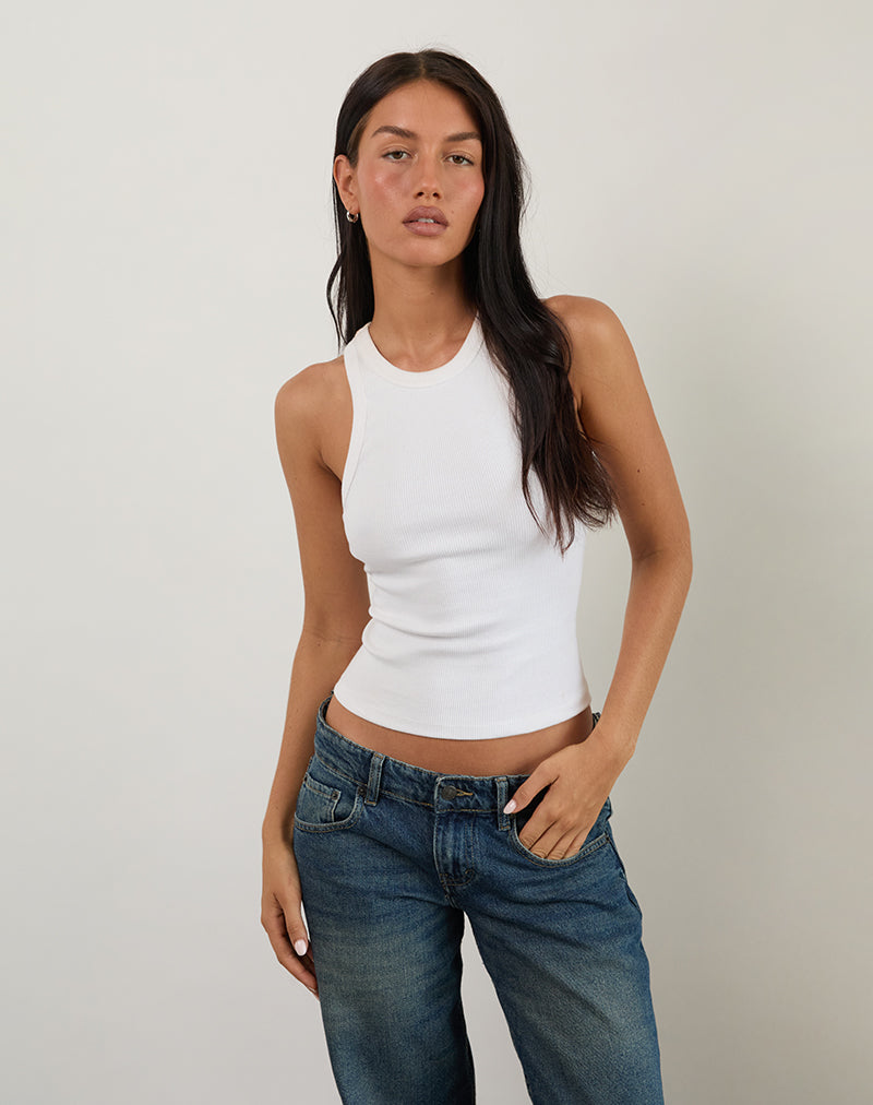 Immagine di Cariter Racer Gilet Top a coste bianco