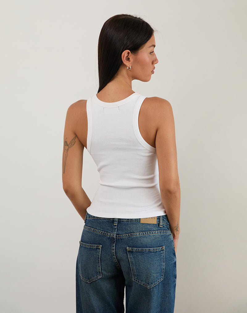 Immagine di Cariter Racer Gilet Top a coste bianco