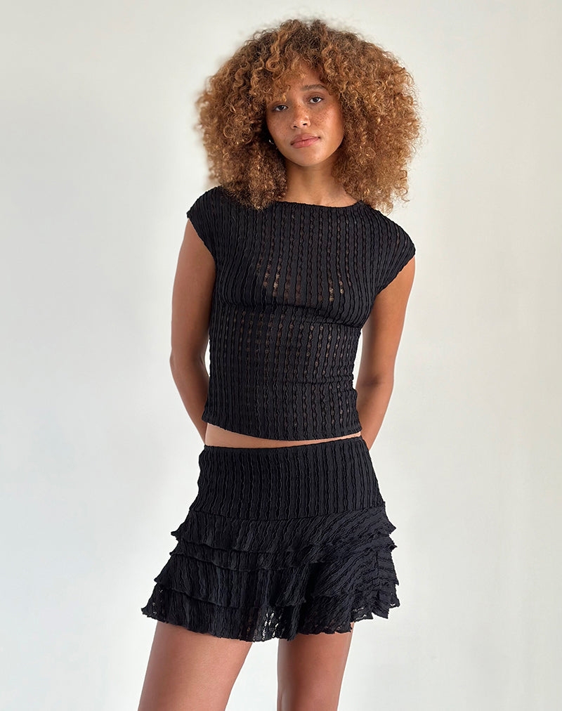 Minigonna Carlota in Jet Nero Rugoso