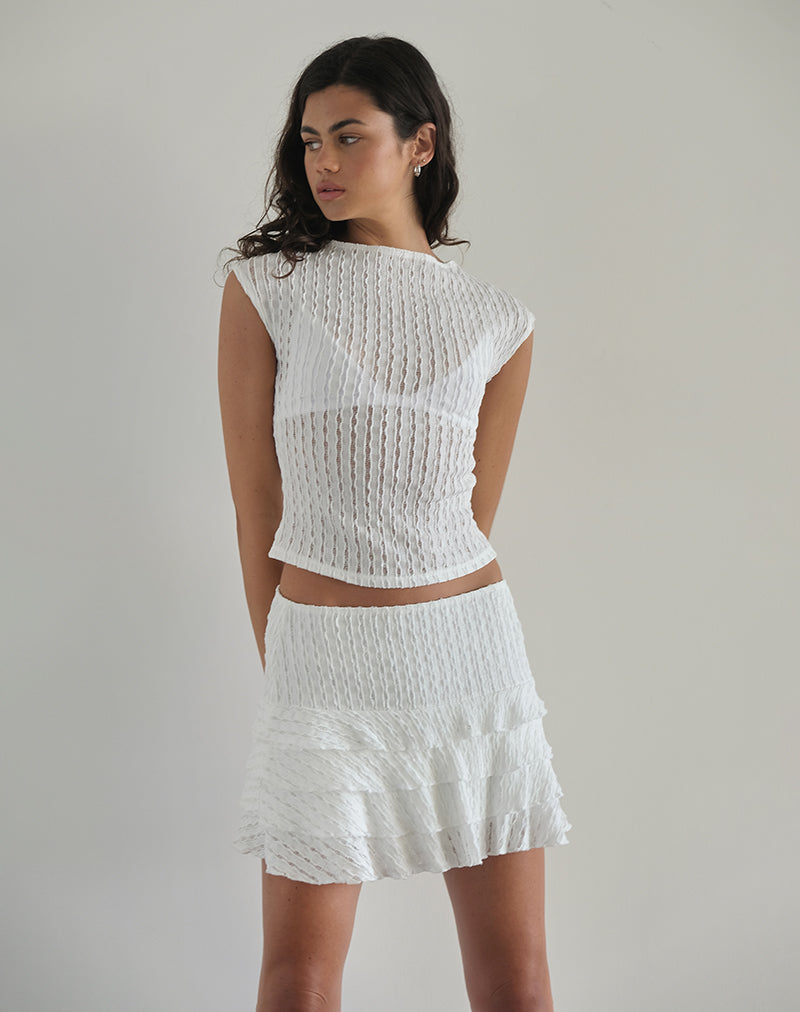 immagine di Carlota Mini Skirt in Crinkle White